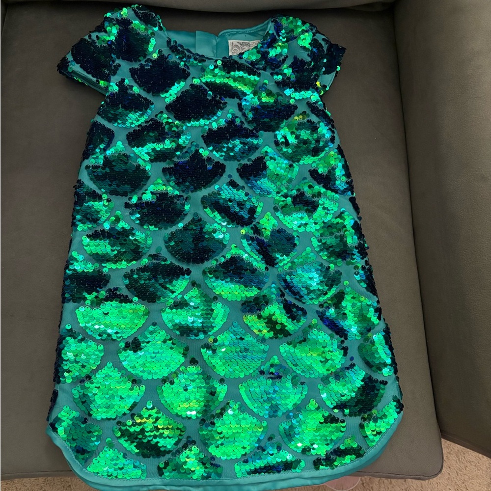 DISNEY Princess Ariel green shiny sequin embellished mermaid dress 3 3T